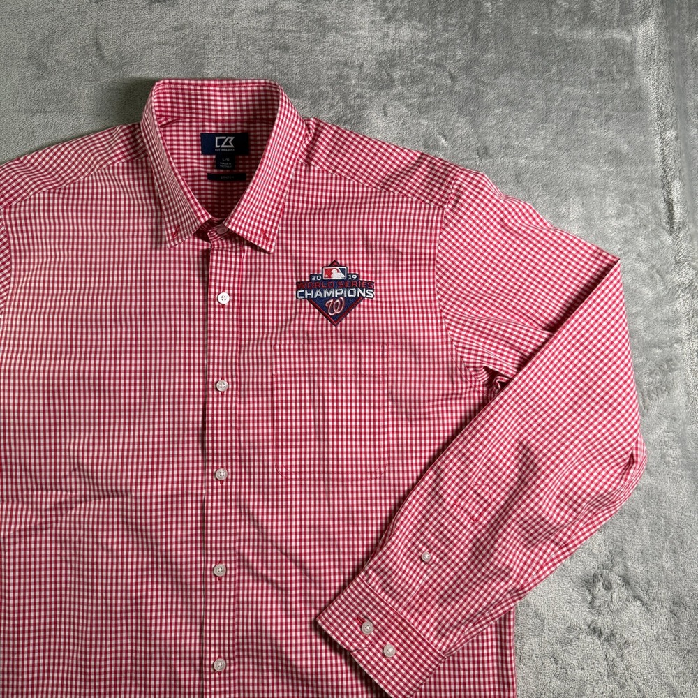 Cutter & Buck Nationals 2019 World Series Button Down Stretch Shirt L